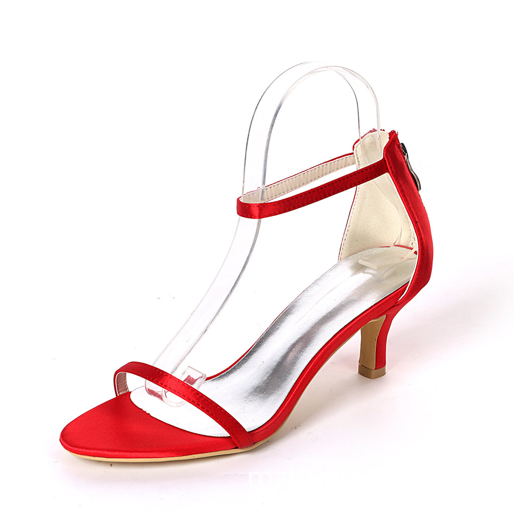 Satin-Colored Women S Shoes With One Strip Sandals