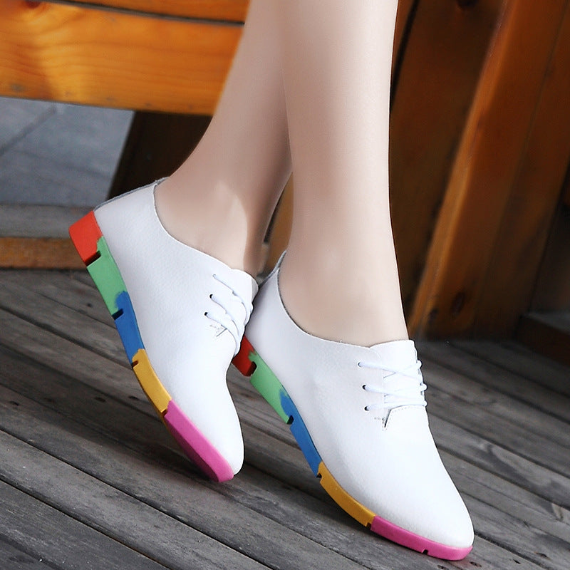 Pointed Shoes Women Leather White Shoes Women Nurse Shoes Casual Shoes Wholesale Specials - Commercial Universe Boutique 