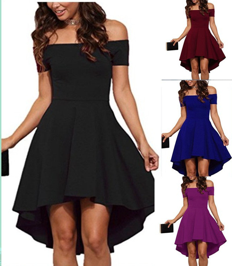 One shoulder short sleeve and large swallowtail skirt - Commercial Universe Boutique 