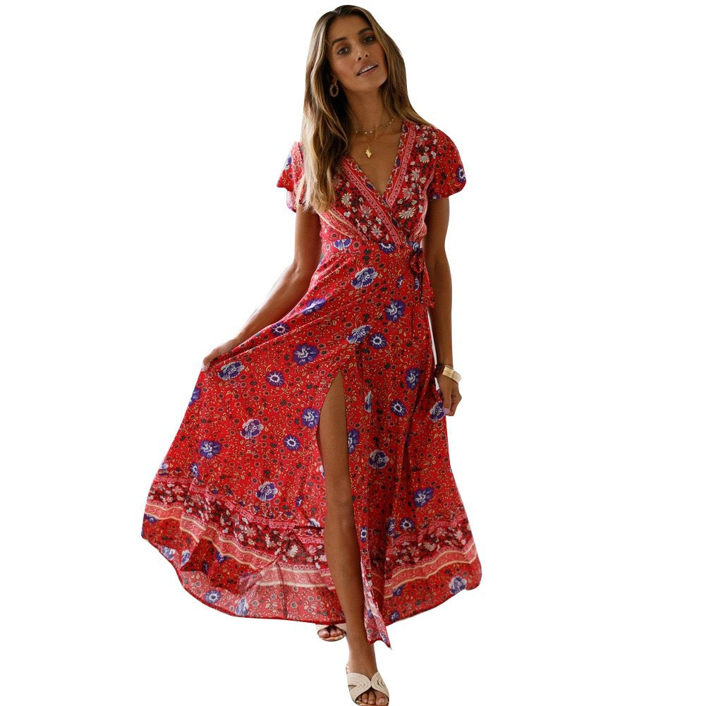 Cross-border summer casual holiday print dress - Commercial Universe Boutique 