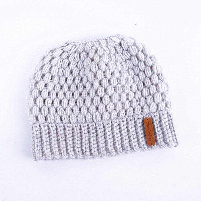 Winter Knitted Women's Ponytail Hats - Commercial Universe Boutique 