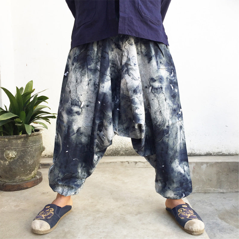 Big Crotch Floor Pants, Loose Thai Pants, Lantern Pants, Big Size Harem Pants - Commercial Universe Boutique 