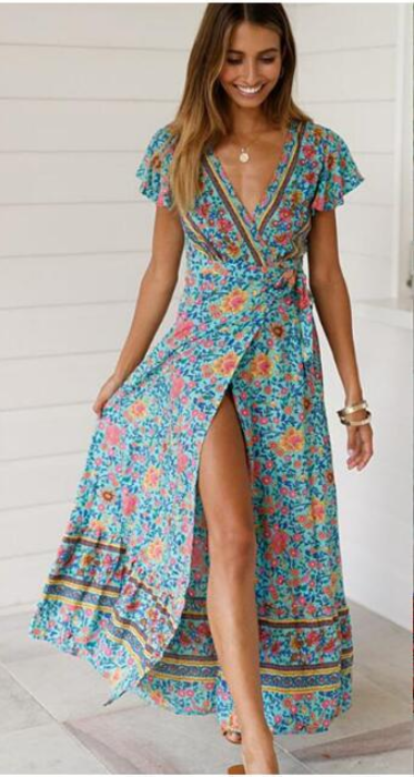 Cross-border summer casual holiday print dress - Commercial Universe Boutique 