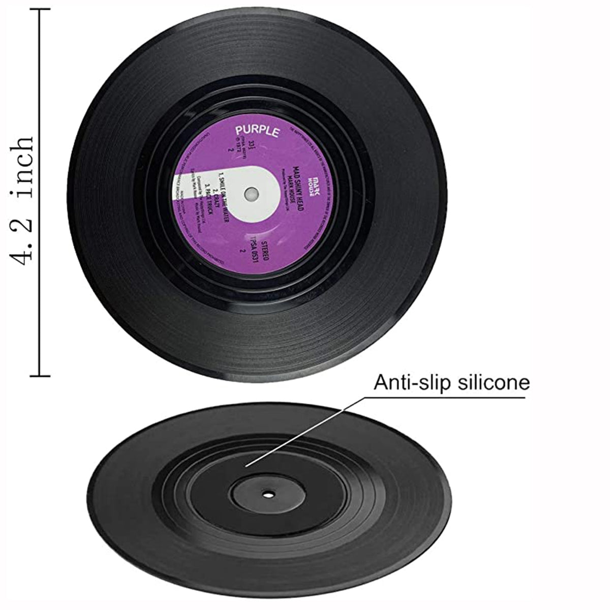 6pcs Vinyl Disk Coasters With Vinyl Record Player Holder - Commercial Universe Boutique 