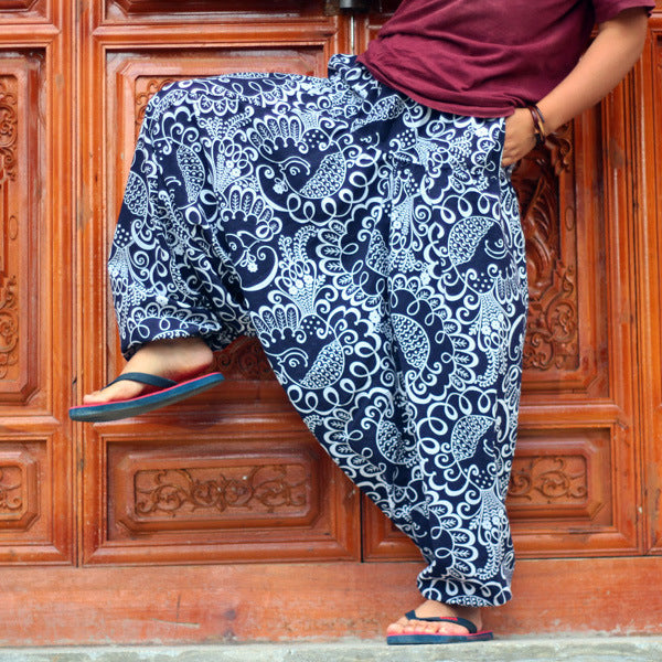 Big Crotch Floor Pants, Loose Thai Pants, Lantern Pants, Big Size Harem Pants - Commercial Universe Boutique 