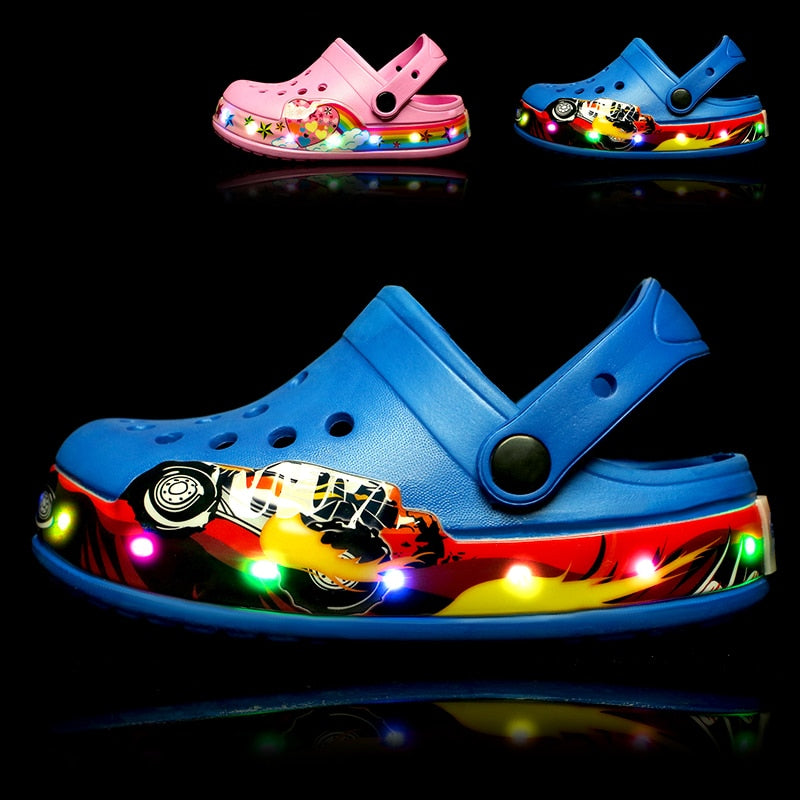 Children Cute Boys Girls Cartoon Cave Shoes Sandals LED - Commercial Universe Boutique 