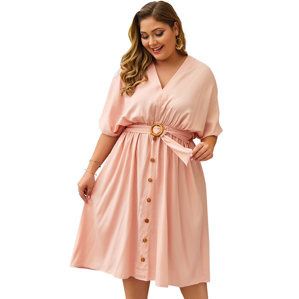 Full Sleeve Sexy V neck Pure Color Dress - Commercial Universe Boutique 