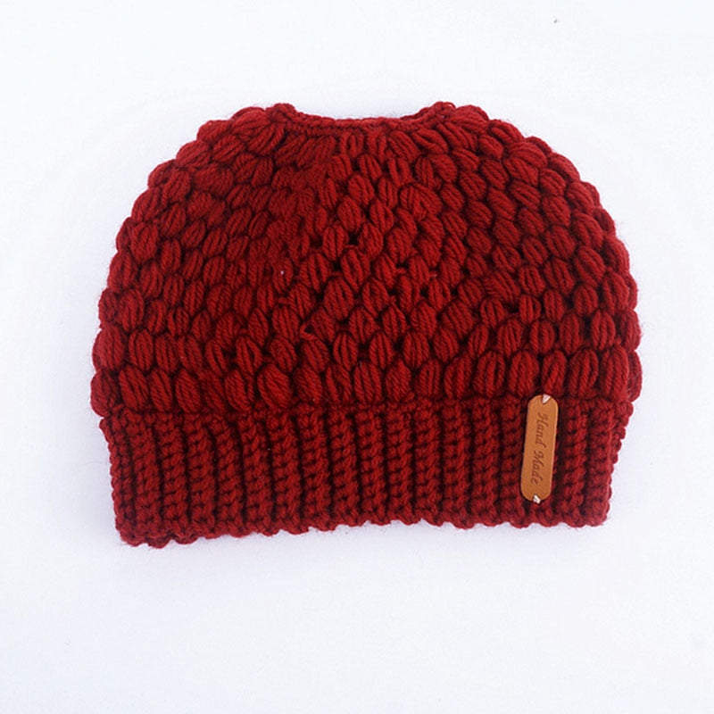 Winter Knitted Women's Ponytail Hats - Commercial Universe Boutique 