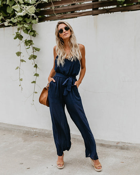 Sling jumpsuit with wide legs