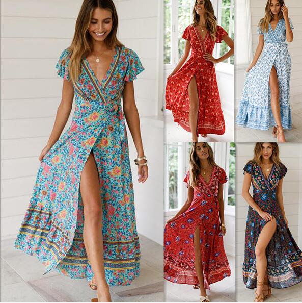 Cross-border summer casual holiday print dress - Commercial Universe Boutique 