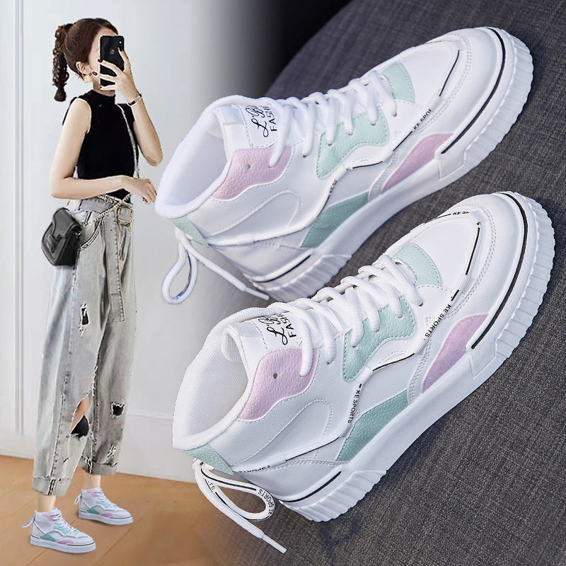 High Top White Shoes Women Flat Running Shoes Women - Commercial Universe Boutique 