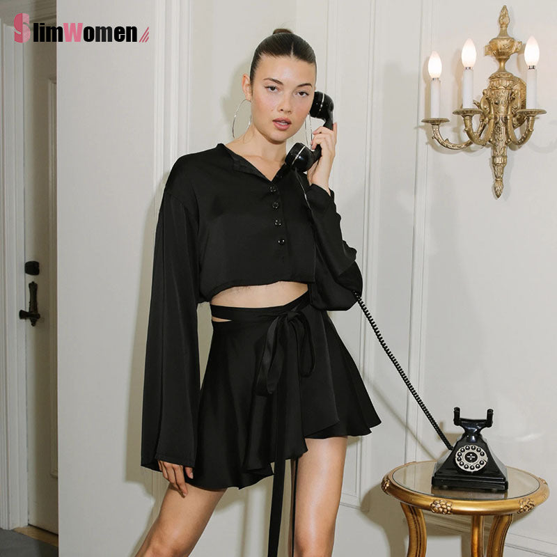 Soft Satin Two Piece Set - Commercial Universe Boutique 