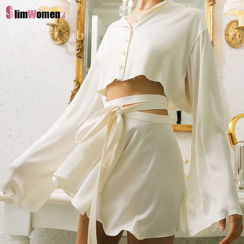 Soft Satin Two Piece Set - Commercial Universe Boutique 