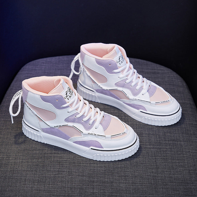 High Top White Shoes Women Flat Running Shoes Women - Commercial Universe Boutique 