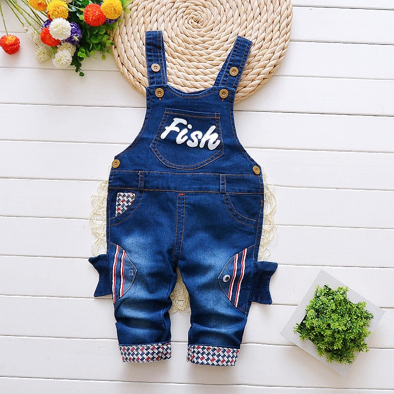 Toddler Infant Boys Long Pants Denim Overalls Dungarees - Commercial Universe Boutique 