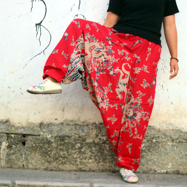 Big Crotch Floor Pants, Loose Thai Pants, Lantern Pants, Big Size Harem Pants - Commercial Universe Boutique 