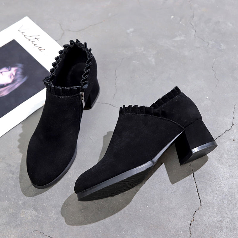Frosted Martin Boots Women''s British Style Naked Boots Children''s Short Boots Thick Heel Tooling Boots Pointed High Heel Women''s Boots Spring And Autumn Single Boots - Commercial Universe Boutique 