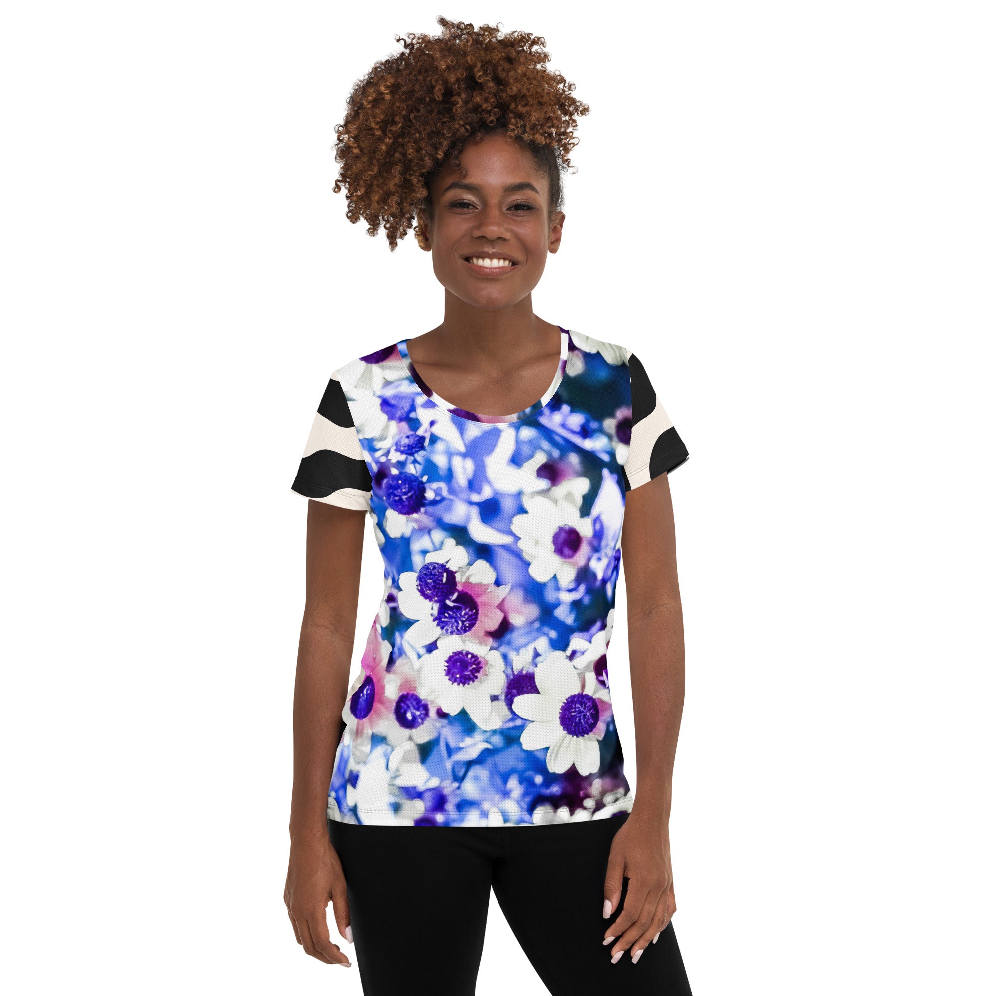 Zebras Like Flowers All-Over Print Women's Athletic T-shirt