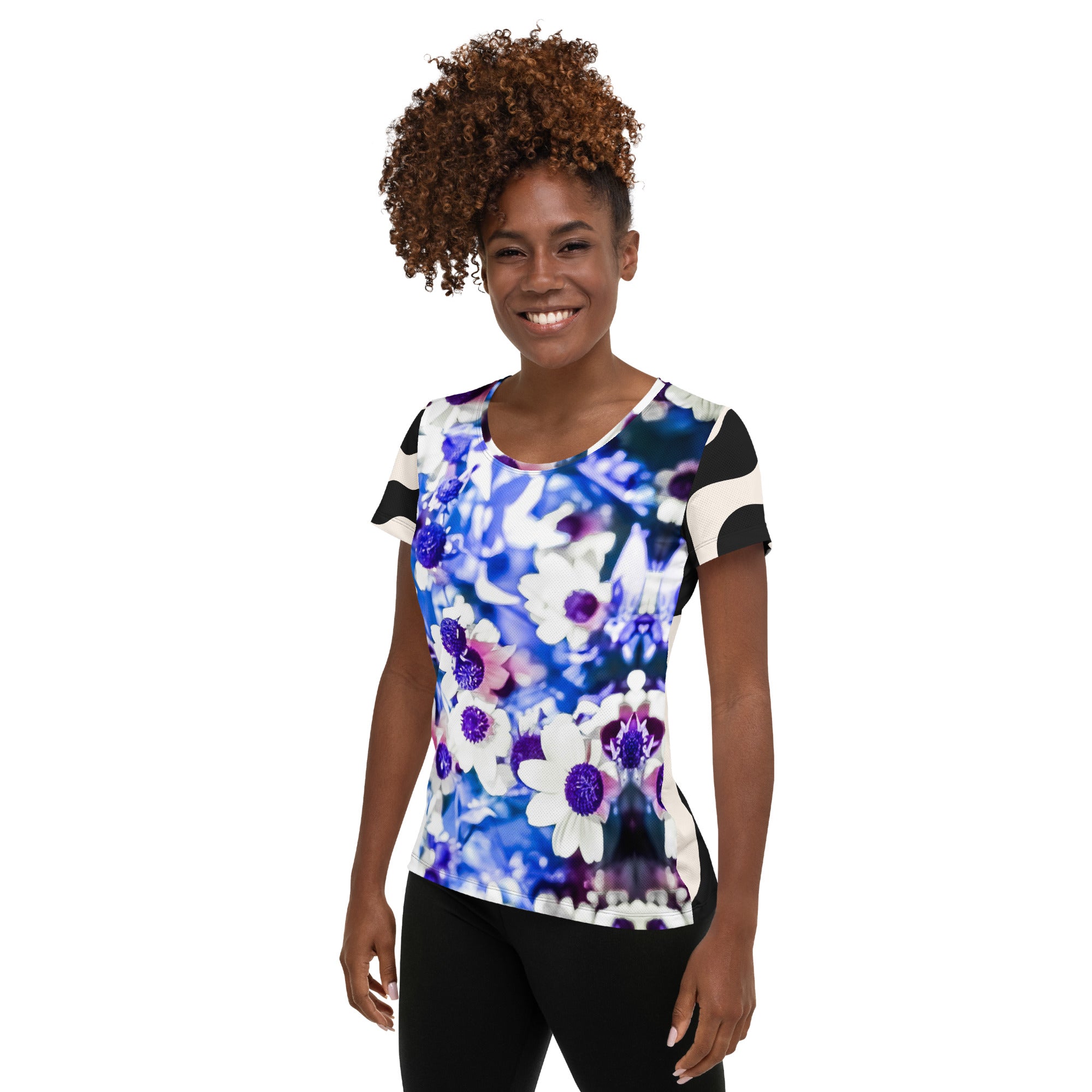 Zebras Like Flowers All-Over Print Women's Athletic T-shirt