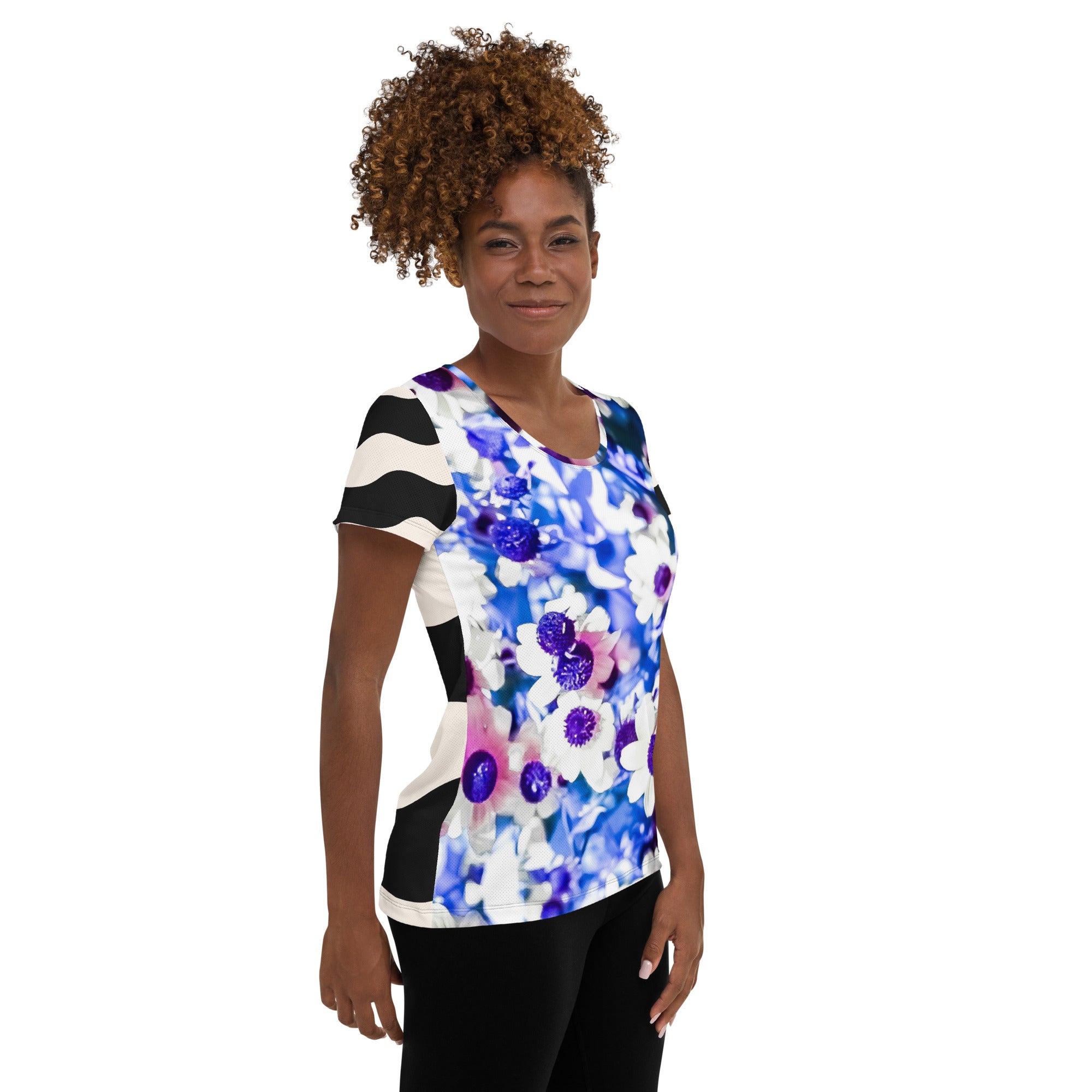 Zebras Like Flowers All-Over Print Women's Athletic T-shirt