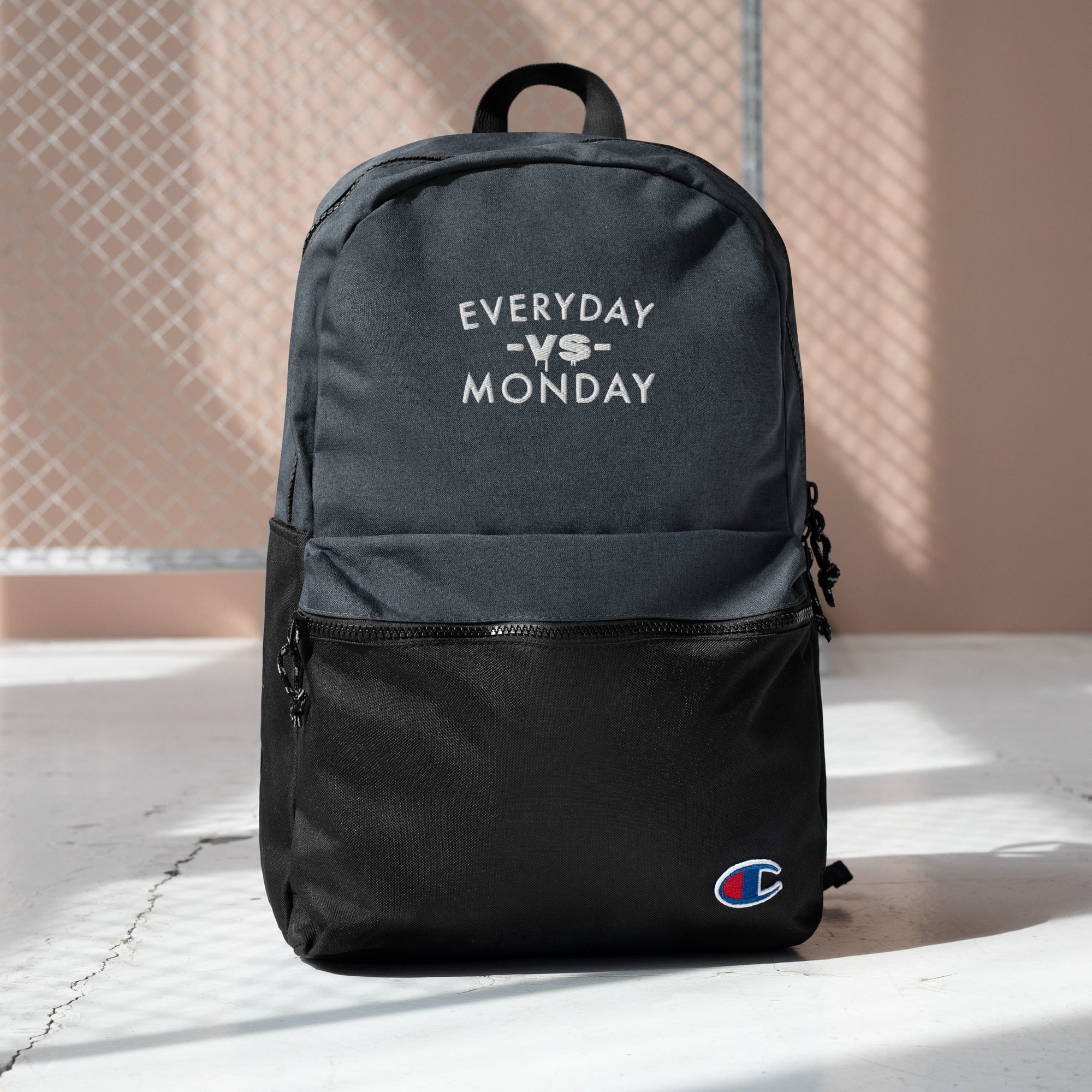 Everyday vs Monday Embroidered Champion Backpack