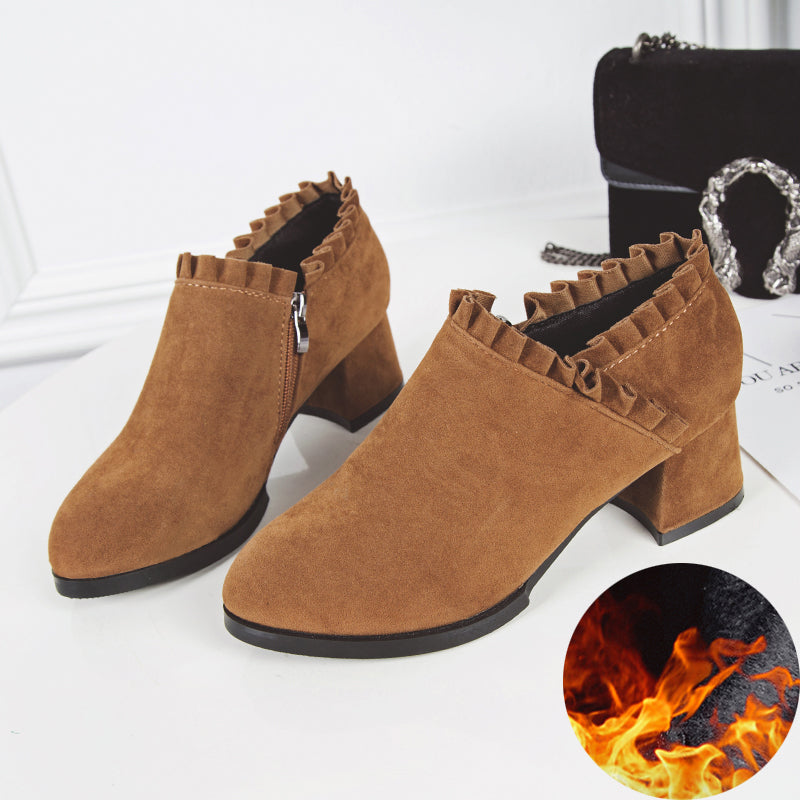 Frosted Martin Boots Women''s British Style Naked Boots Children''s Short Boots Thick Heel Tooling Boots Pointed High Heel Women''s Boots Spring And Autumn Single Boots - Commercial Universe Boutique 