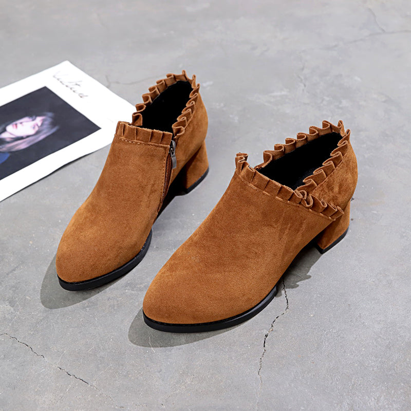 Frosted Martin Boots Women''s British Style Naked Boots Children''s Short Boots Thick Heel Tooling Boots Pointed High Heel Women''s Boots Spring And Autumn Single Boots - Commercial Universe Boutique 
