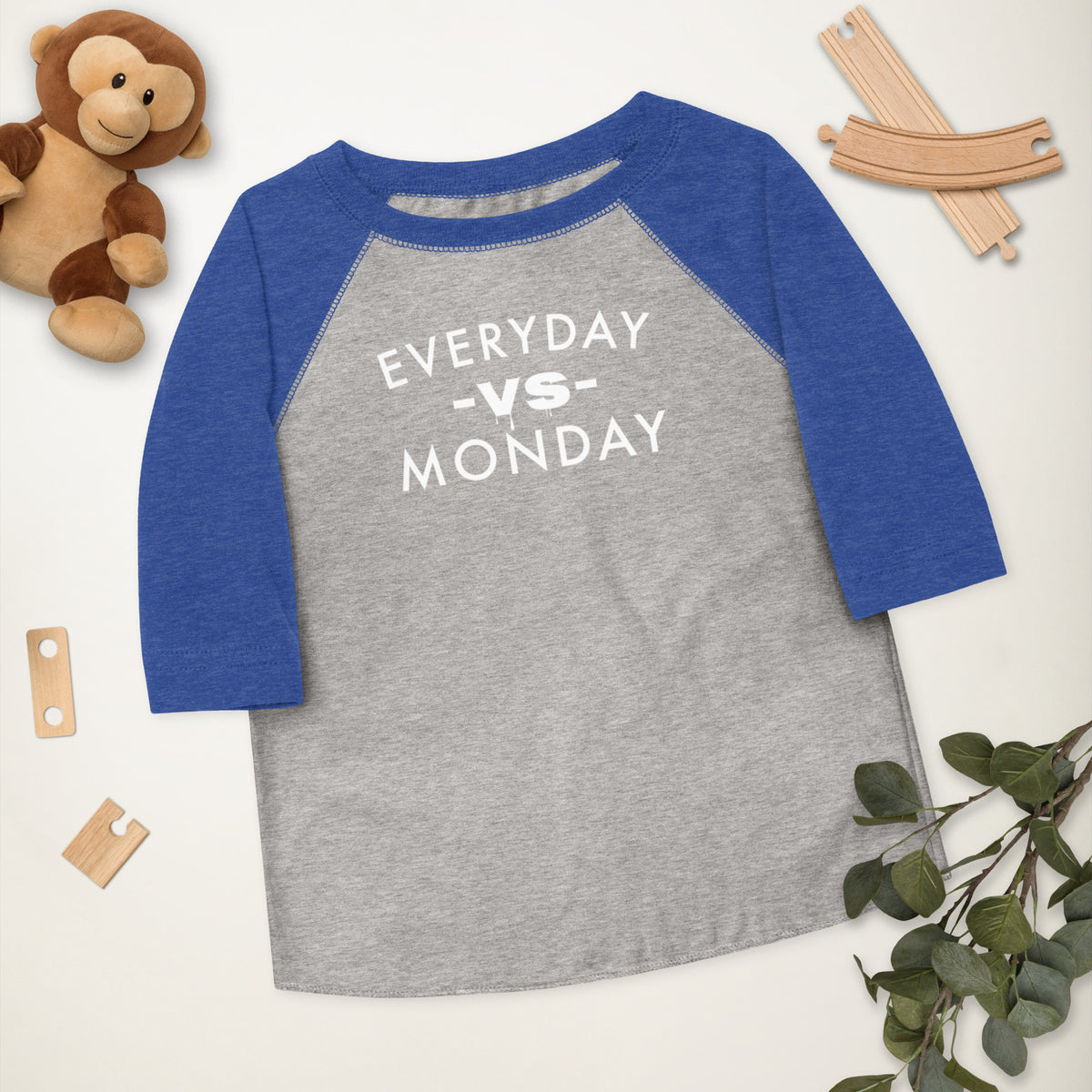 Everyday vs Monday Toddler baseball shirt - Commercial Universe Boutique 